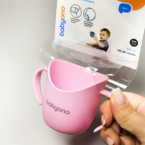 Тренувальна чашка BabyOno з ручками, рожева 1463/04 фото