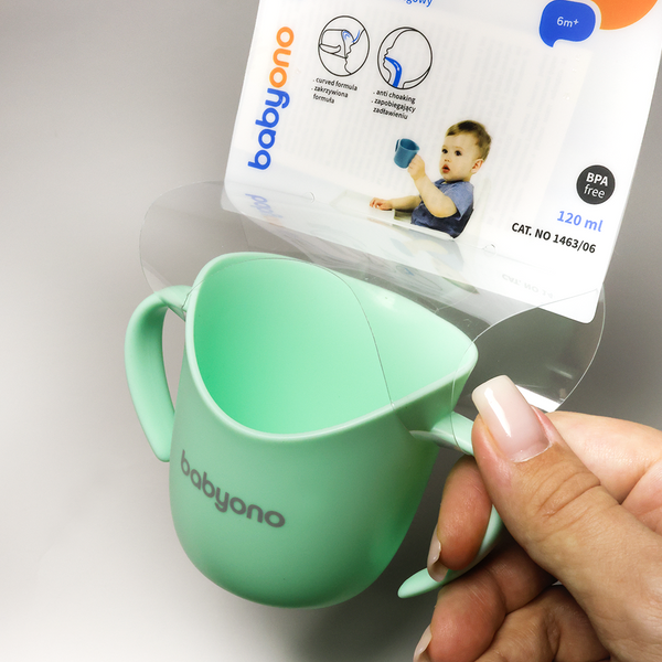 Тренувальна чашка BabyOno з ручками, мʼятна 1463/06 фото