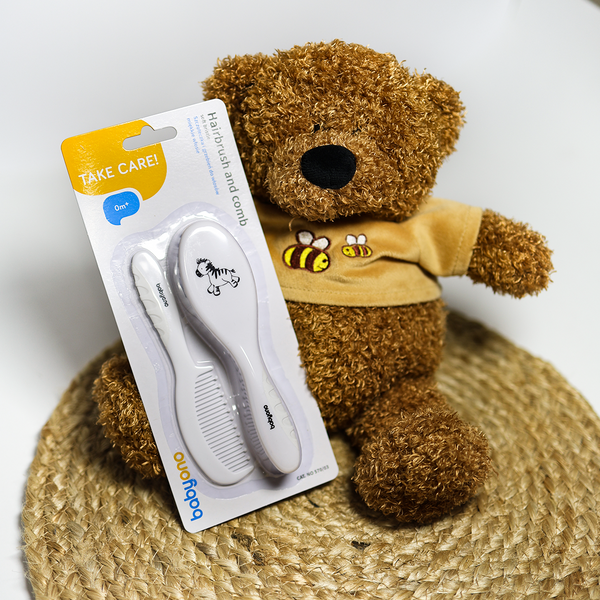 Щітка і гребінець BabyOno для волосся, мʼяка щетина, білий 570/03 фото