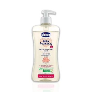 Шампунь-гель міцелярний для чутливої шкіри немовлят Chicco Baby Moments "Без сліз", 500 мл 10241.00 фото