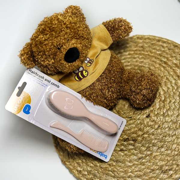 Щітка і гребінець BabyOno для волосся, натуральна щетина, рожевий 568/04 фото